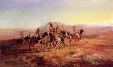 American Indians Painting - sun river war party 1903 Charles Marion Russell American Indians